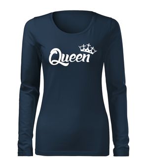 DRAGOWA Slim γυναικείο μακρυμάνικο t-shirt queen, σκούρο μπλε 160g/m2