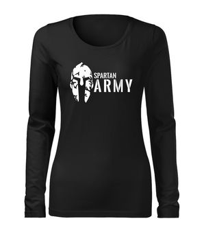 DRAGOWA Slim γυναικείο μακρυμάνικο t-shirt spartan army, μαύρο 160g/m2