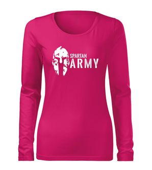 DRAGOWA Slim γυναικείο μακρυμάνικο t-shirt spartan army, ροζ 160g/m2