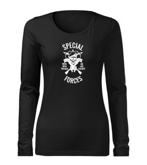 DRAGOWA Slim γυναικείο μακρυμάνικο t-shirt ειδικών δυνάμεων, μαύρο 160g/m2