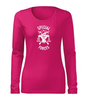 DRAGOWA Slim γυναικείο μακρυμάνικο t-shirt ειδικών δυνάμεων, ροζ 160g/m2