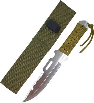 Σταθερό μαχαίρι πράσινο paracord, ασημί