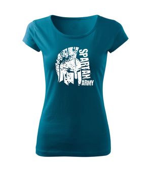 DRAGOWA γυναικείο κοντό T-shirt Leon, μπλε πετρόλ150g/m2